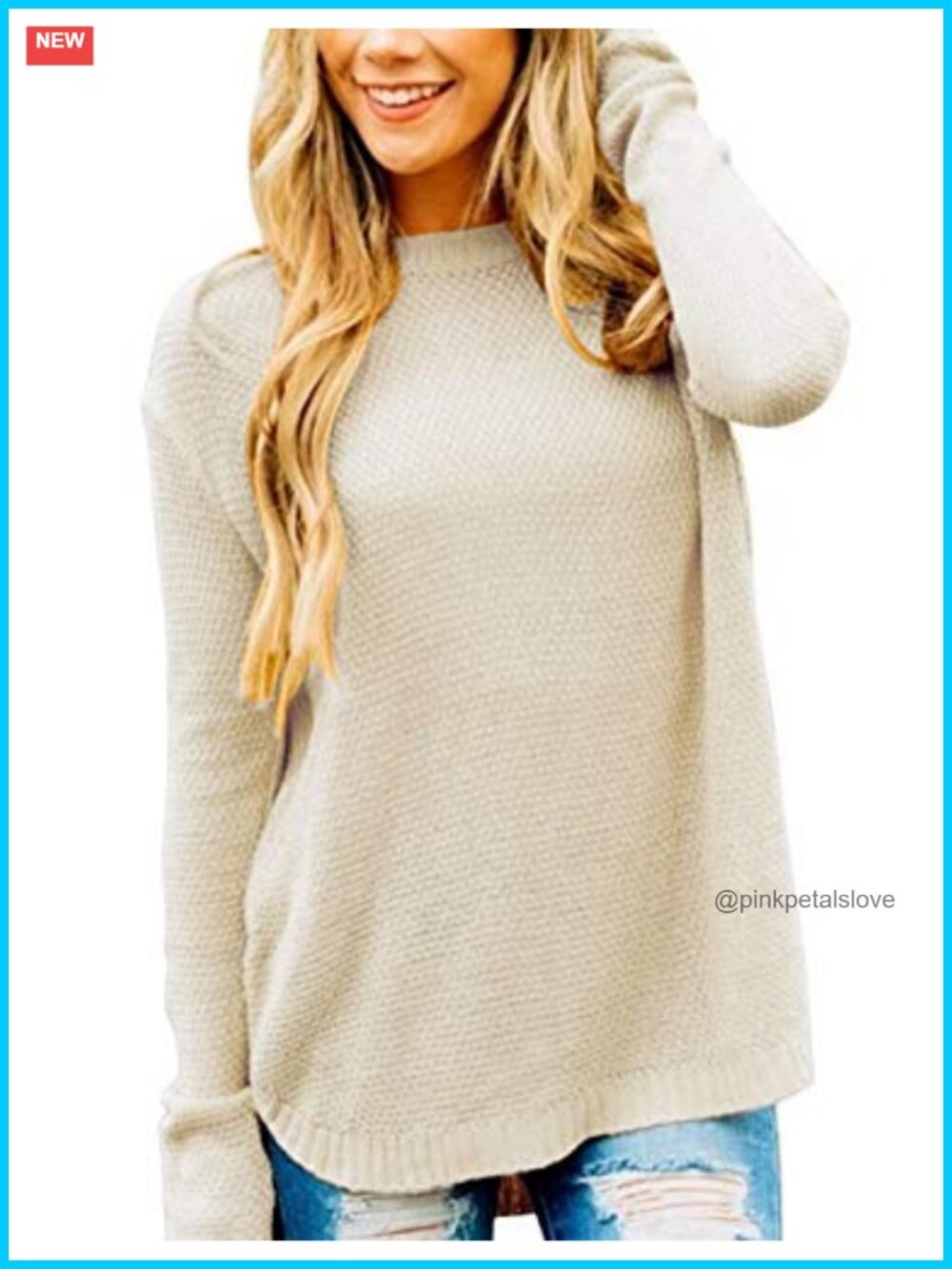 Women's Soft Stretchy Oversized Pullover Sweater Long Sleeve Crew Neck
